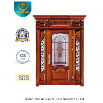 European Style Security Door with Caving and Glass and Iron (B-9010)